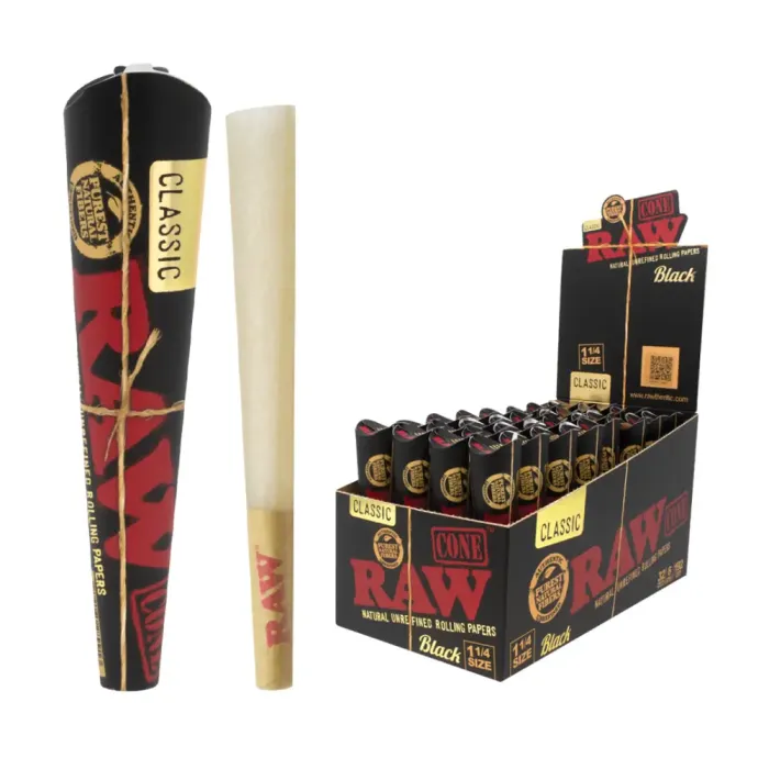 Raw black classic 1 1/4 cones 6pk - Image 2