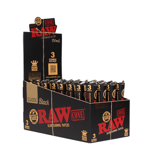 Raw black king cones 3pk