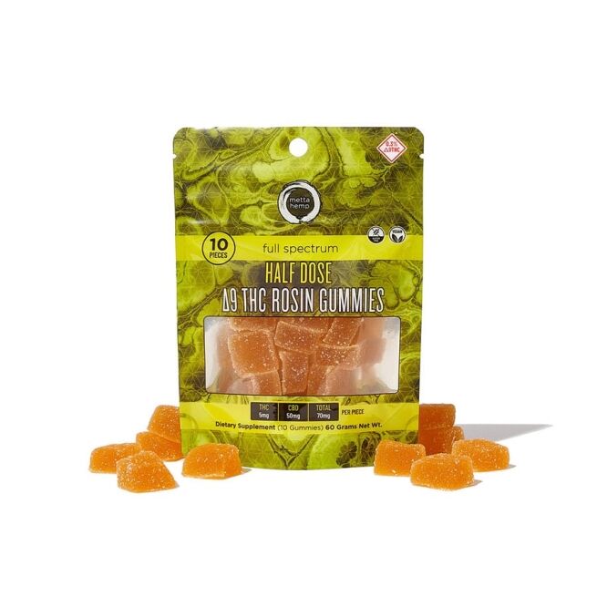 Delta-9 THC Half-Dose Rosin Gummies: 5mg THC / 50mg CBD