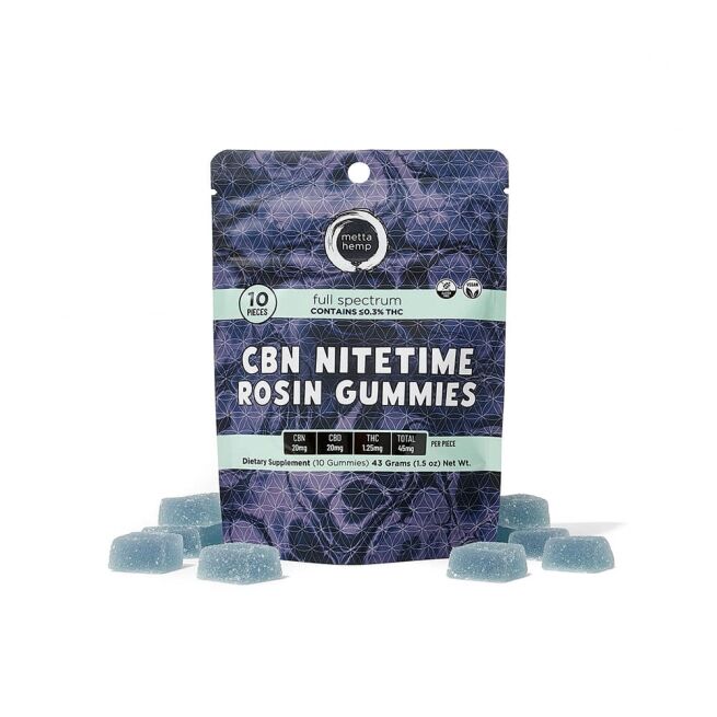 CBN Nitetime Rosin Gummies: Full-Spectrum 20mg CBN / 20mg CBD / 1.25mg THC