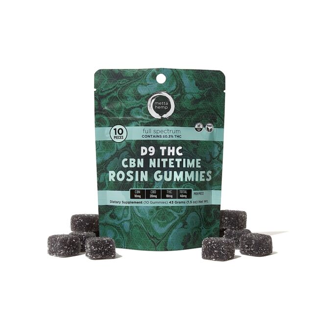 Full-Dose CBN / D9 THC Nitetime Rosin Gummies: 20mg CBN / 10mg THC
