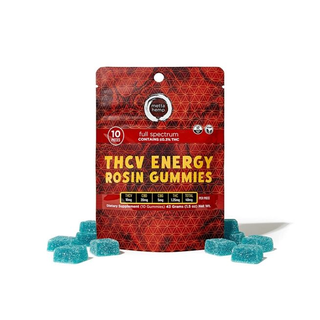 THCV Energy Rosin Gummies: Full-Spectrum 10mg THCV / 20mg CBD / 1.25mg THC